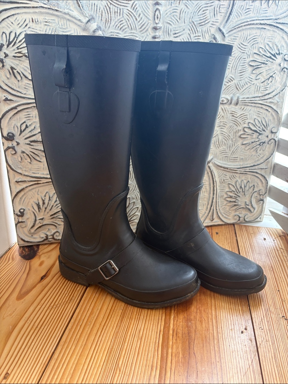 LL Bean Classic Black Women's Rubber Wellies Rain Boots